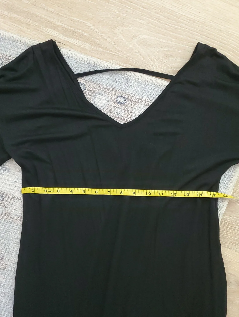 Boutique Black Long Open V Back Pocket Dress Cover-up SzS - Picture 4 of 11